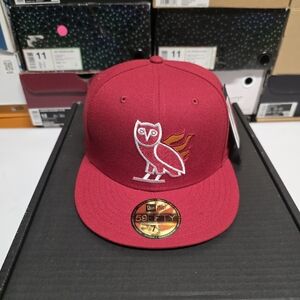 OVO x New Era x Miami Heat Red Bird Cap with Iconic Owl Design